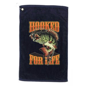 Hooked For Life Funny Fishing Bass Fish Design Platinum Collection Golf Towel