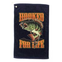 Hooked For Life Funny Fishing Bass Fish Design Golf Towel