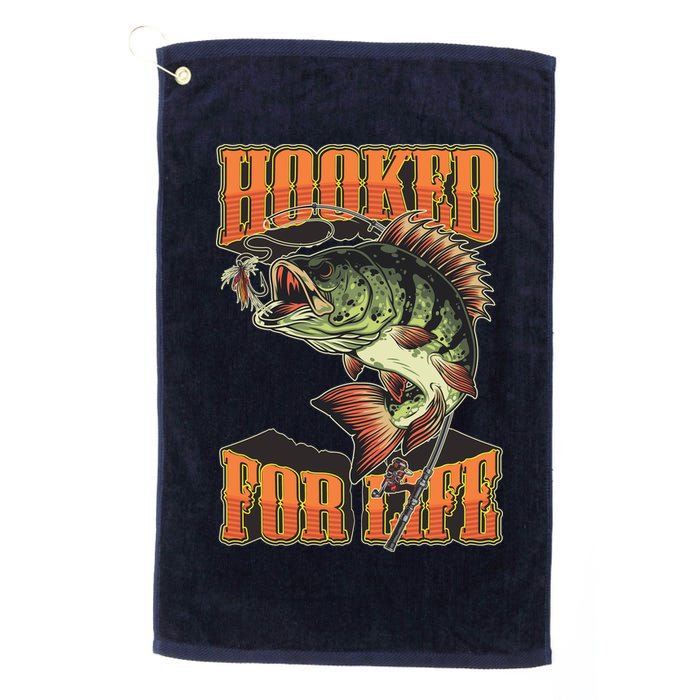 Hooked For Life Funny Fishing Bass Fish Design Golf Towel
