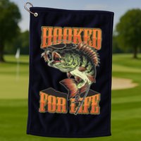 Hooked For Life Funny Fishing Bass Fish Design Golf Towel