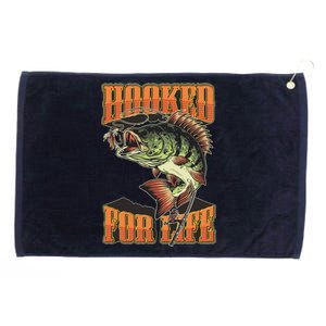 Hooked For Life Funny Fishing Bass Fish Design Grommeted Golf Towel