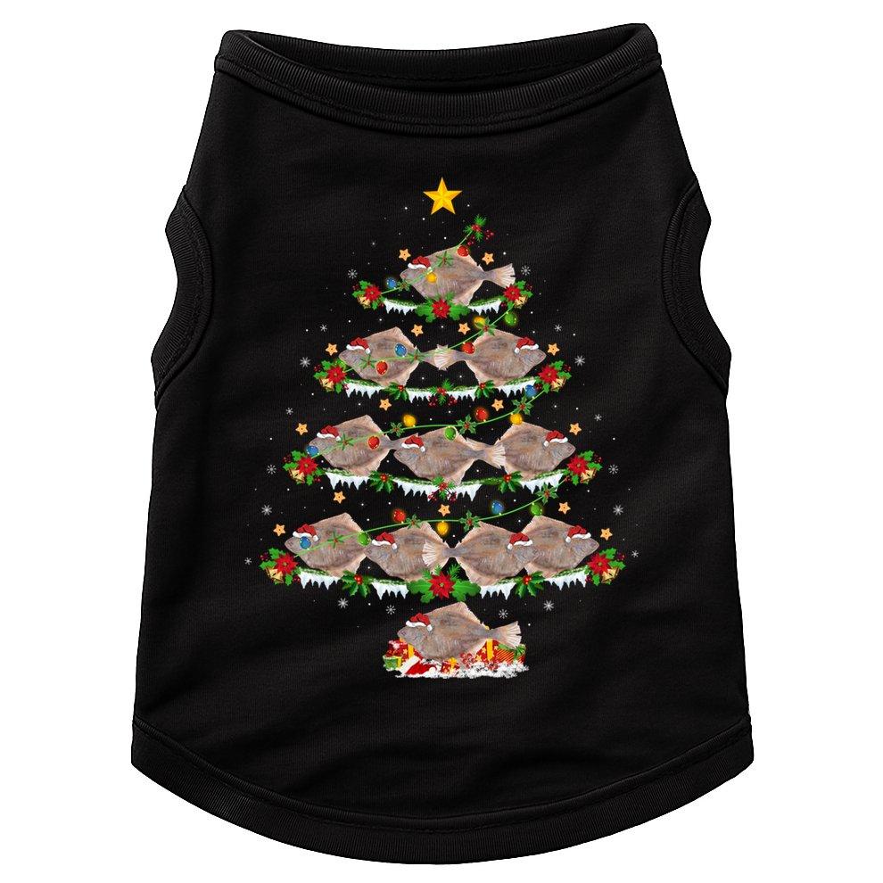 Halibut Fish Lover Xmas Lighting Halibut Christmas Tree Gift Doggie Tank