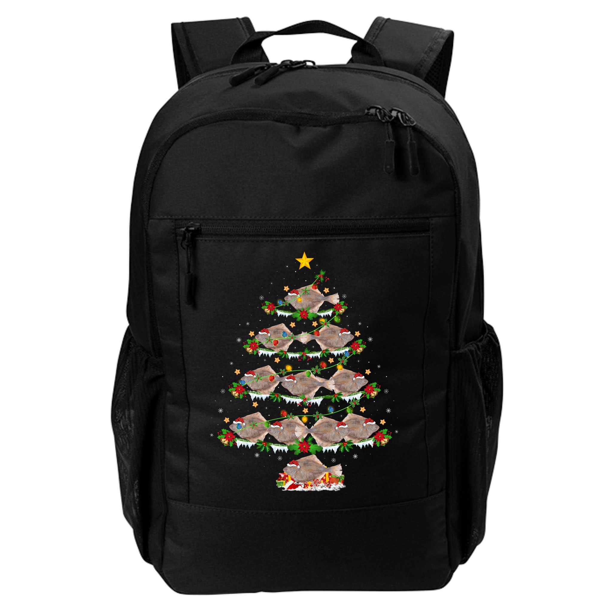 Halibut Fish Lover Xmas Lighting Halibut Christmas Tree Gift Backpack