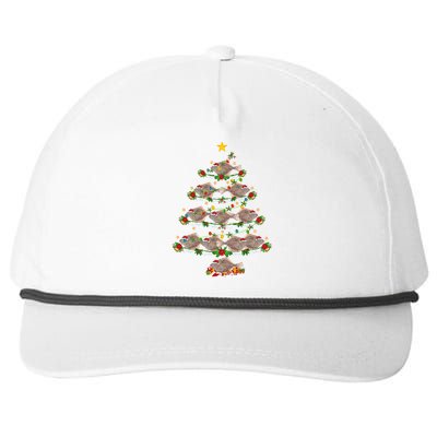 Halibut Fish Lover Xmas Lighting Halibut Christmas Tree Gift Snapback Five-Panel Rope Hat