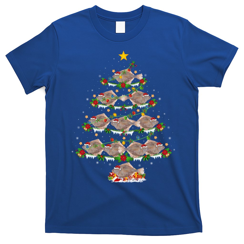 Halibut Fish Lover Xmas Lighting Halibut Christmas Tree Gift T-Shirt