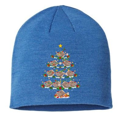 Halibut Fish Lover Xmas Lighting Halibut Christmas Tree Gift Sustainable Beanie