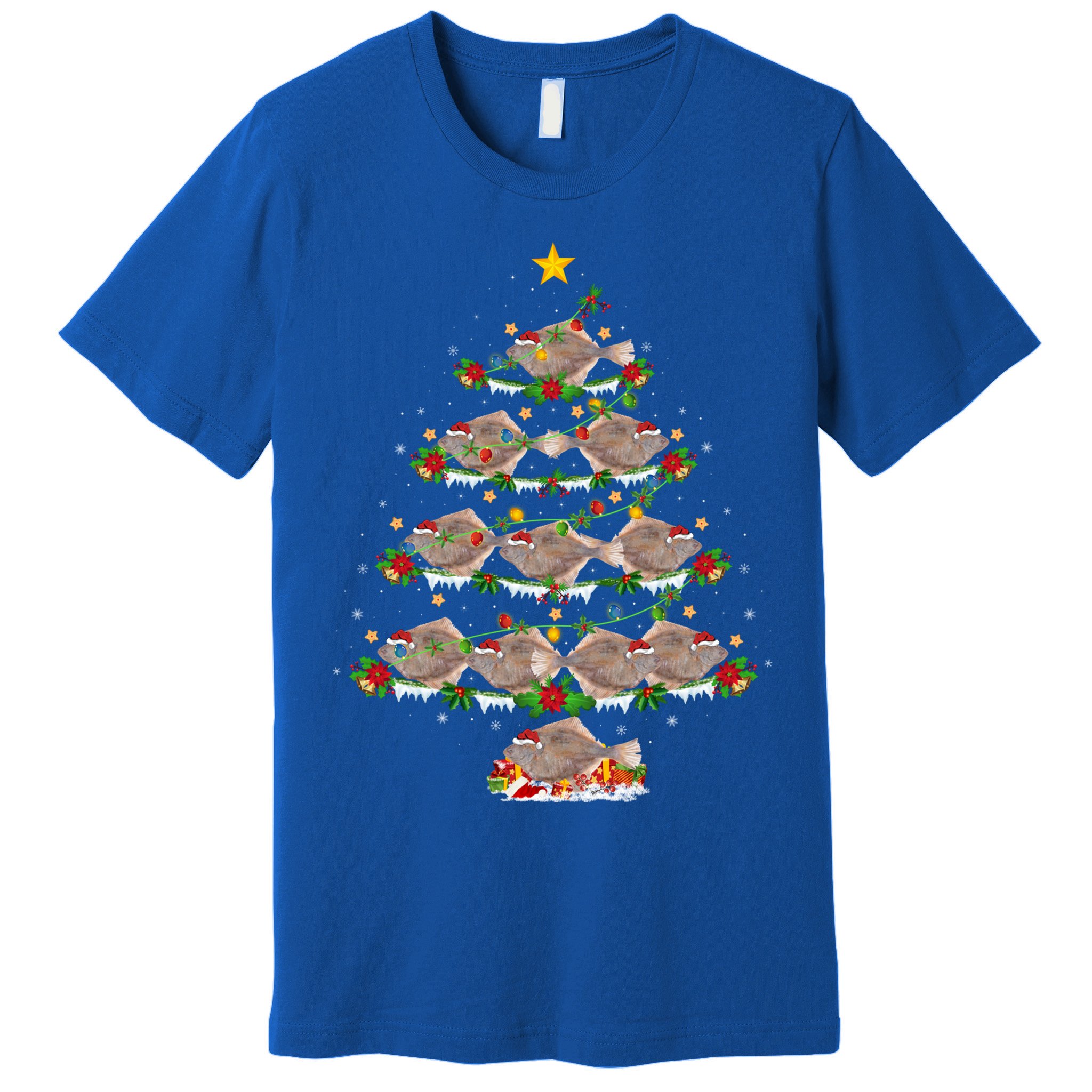 Halibut Fish Lover Xmas Lighting Halibut Christmas Tree Gift Premium T-Shirt