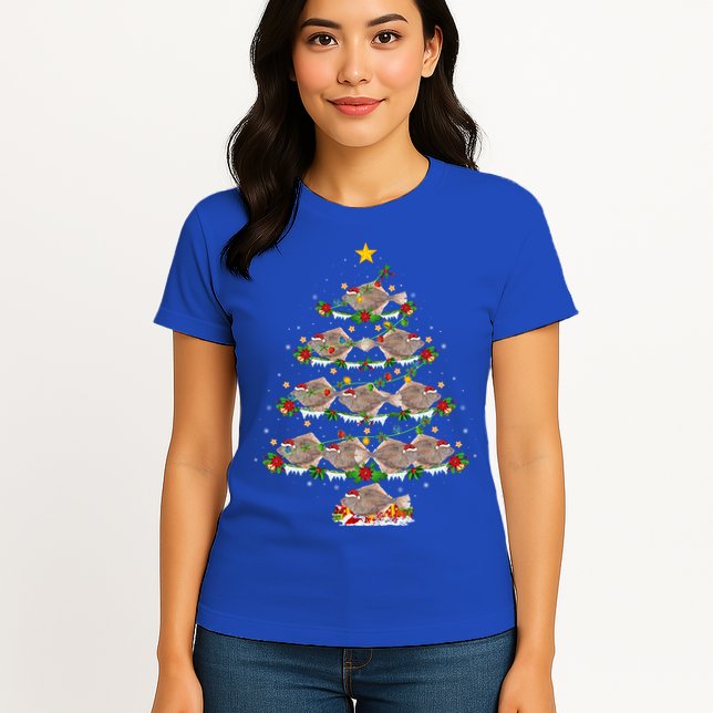 Halibut Fish Lover Xmas Lighting Halibut Christmas Tree Gift Womens T-Shirt