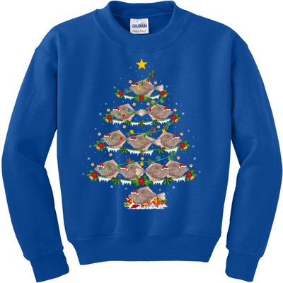 Halibut Fish Lover Xmas Lighting Halibut Christmas Tree Gift Kids Sweatshirt