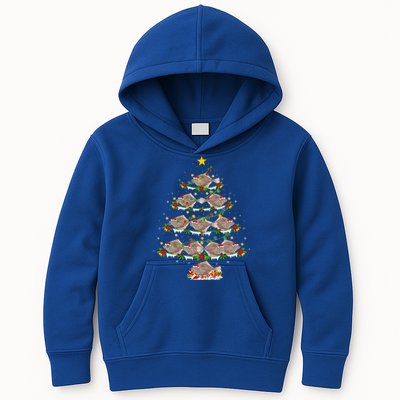 Halibut Fish Lover Xmas Lighting Halibut Christmas Tree Gift Kids Hoodie