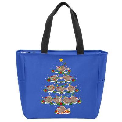 Halibut Fish Lover Xmas Lighting Halibut Christmas Tree Gift Zip Tote Bag