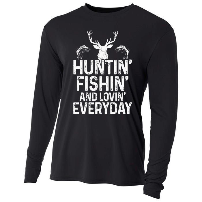 Hunting Fishing Loving Everyday Funny Hunter Fisherman Gift Cooling Performance Long Sleeve Crew