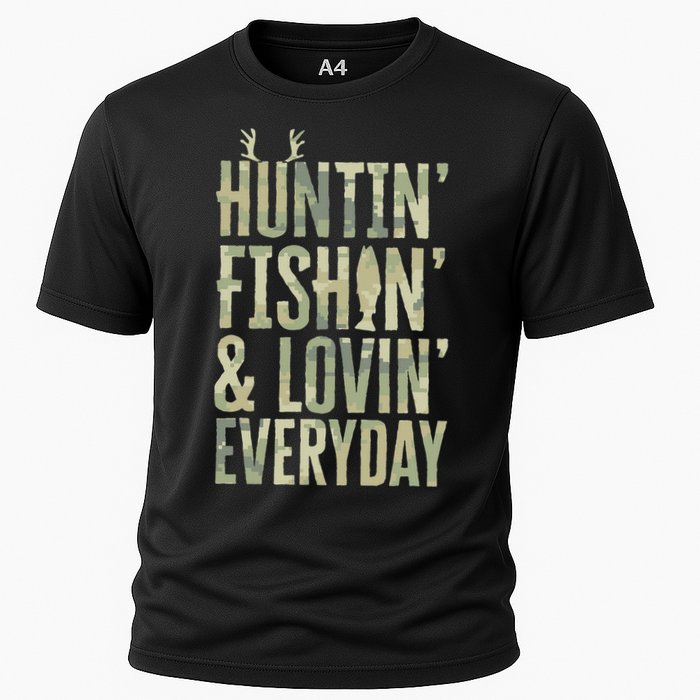Hunting Fishing Loving Every Day Fathers Day Camo Cooling Performance Crew T-Shirt