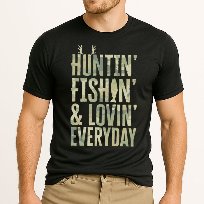 Hunting Fishing Loving Every Day Fathers Day Camo Cooling Performance Crew T-Shirt