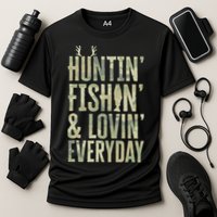 Hunting Fishing Loving Every Day Fathers Day Camo Cooling Performance Crew T-Shirt