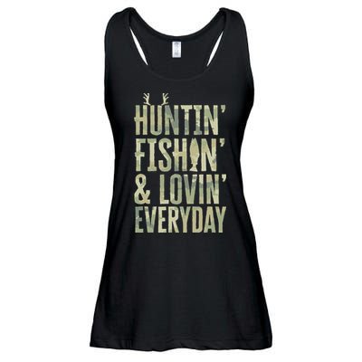 Hunting Fishing Loving Every Day Fathers Day Camo Ladies Essential Flowy Tank