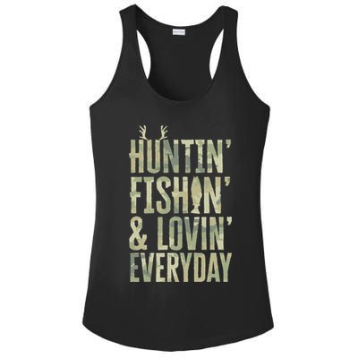 Hunting Fishing Loving Every Day Fathers Day Camo Ladies PosiCharge Competitor Racerback Tank