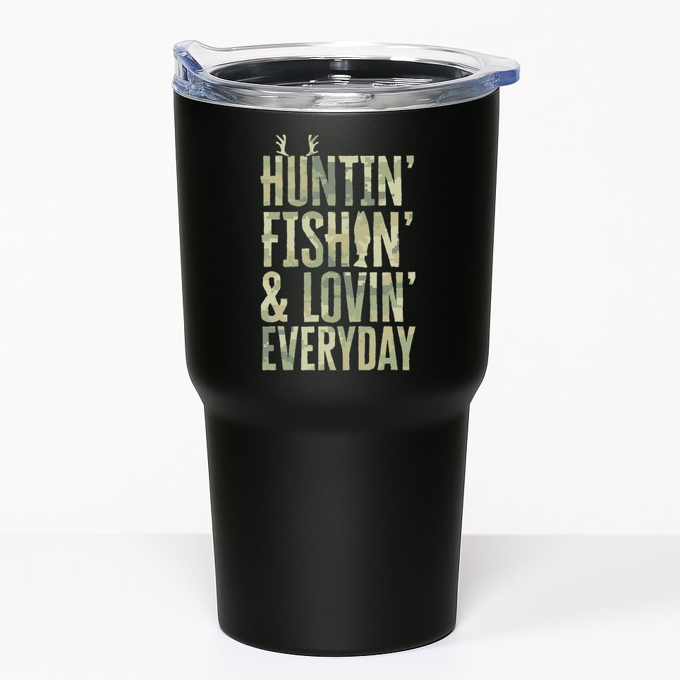 Hunting Fishing Loving Every Day Fathers Day Camo Tumbler