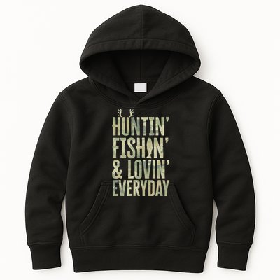Hunting Fishing Loving Every Day Fathers Day Camo Kids Hoodie