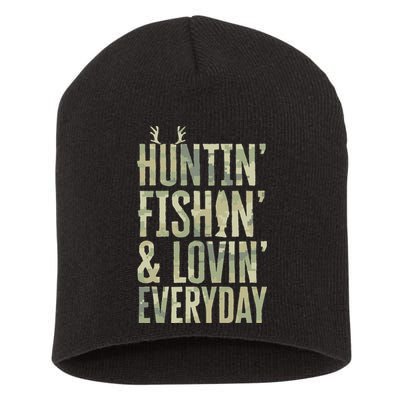 Hunting Fishing Loving Every Day Fathers Day Camo Short Acrylic Beanie
