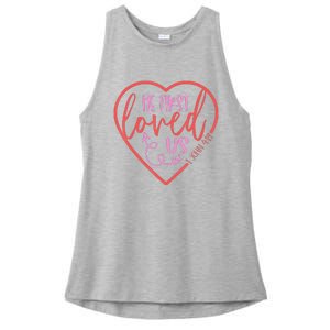 He First Loved Us Easter Christian Valentines Day Ladies PosiCharge Tri-Blend Wicking Tank