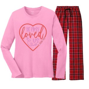 He First Loved Us Easter Christian Valentines Day Women's Long Sleeve Flannel Pajama Set 