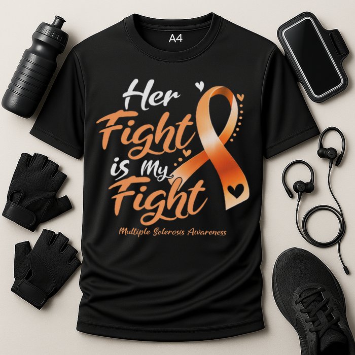 Her Fight My Fight Ms Multiple Sclerosis Awareness Women Cooling Performance Crew T-Shirt