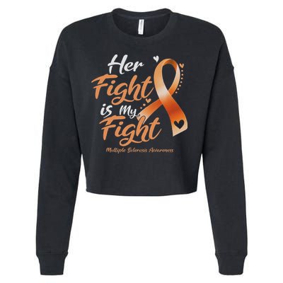 Her Fight My Fight Ms Multiple Sclerosis Awareness Women Cropped Pullover Crew