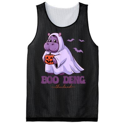 Halloween Funny Moo Deng Cute Baby Pygmy Hippo Bouncy Pig In Thai Gift Mesh Reversible Basketball Jersey Tank