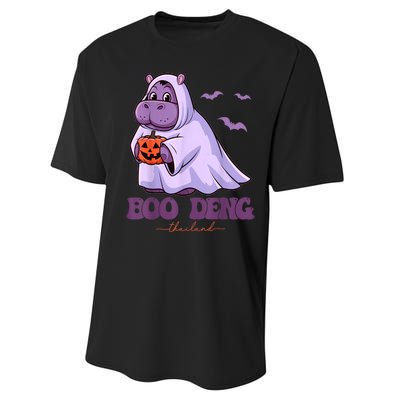 Halloween Funny Moo Deng Cute Baby Pygmy Hippo Bouncy Pig In Thai Gift Performance Sprint T-Shirt