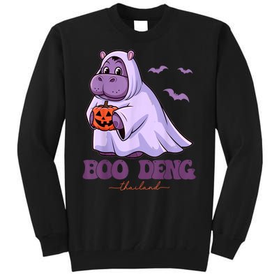 Halloween Funny Moo Deng Cute Baby Pygmy Hippo Bouncy Pig In Thai Gift Tall Sweatshirt