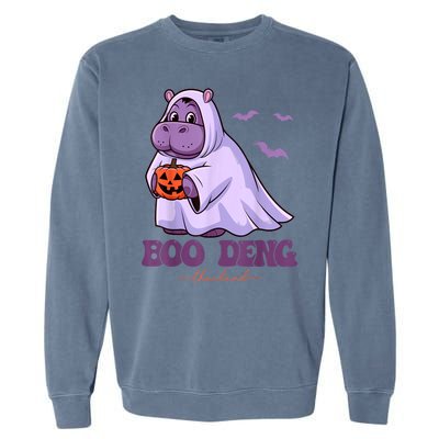 Halloween Funny Moo Deng Cute Baby Pygmy Hippo Bouncy Pig In Thai Gift Garment-Dyed Sweatshirt