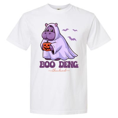 Halloween Funny Moo Deng Cute Baby Pygmy Hippo Bouncy Pig In Thai Gift Garment-Dyed Heavyweight T-Shirt