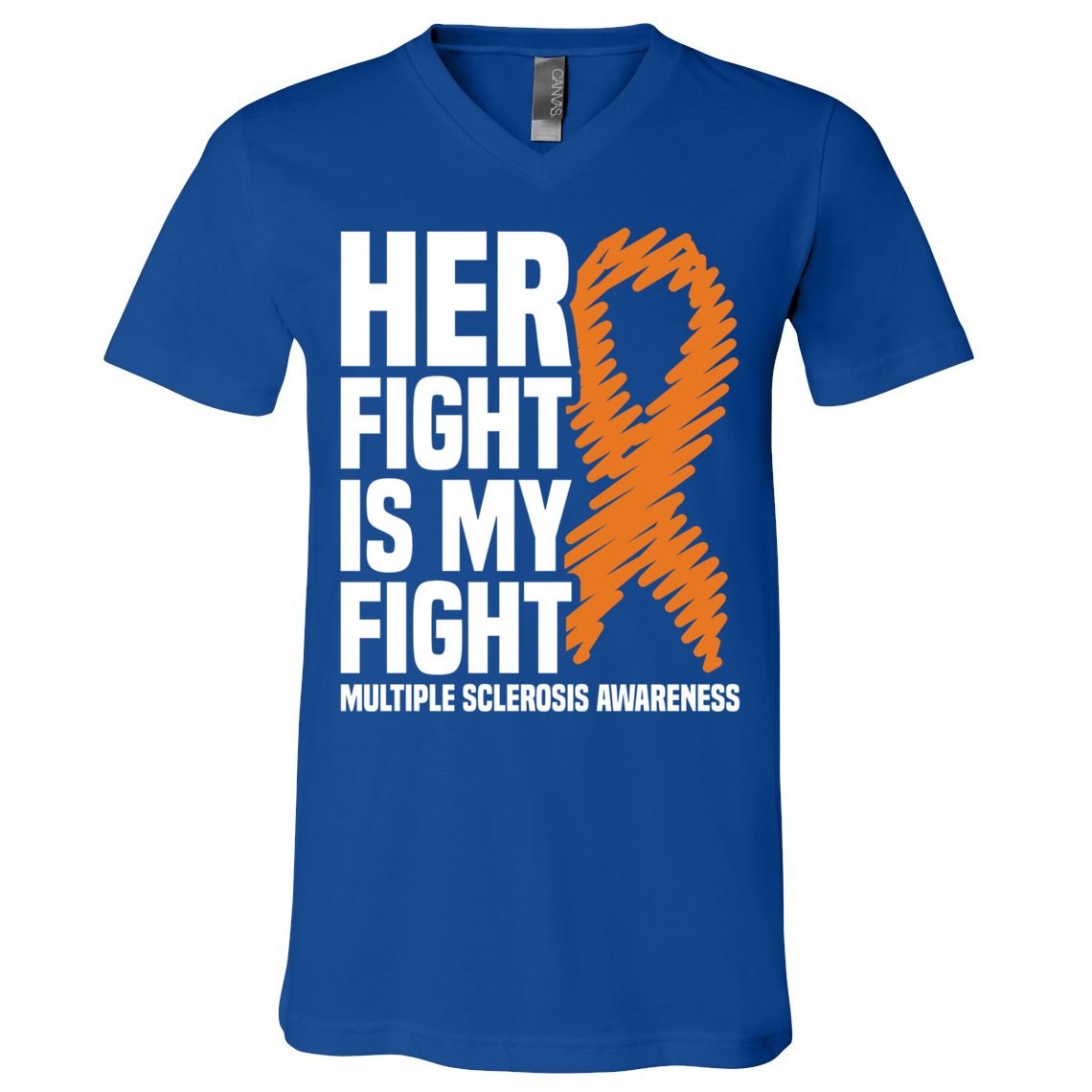 Her Fight My Fight Ms Multiple Sclerosis Awareness Gift V-Neck T-Shirt