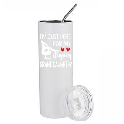 Here For My Granddaughter Gymnastics Grandma Of Gymnast Gift Stainless Steel Tumbler