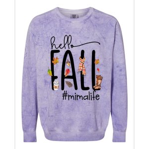 Hello Fall Mima Life Cute Halloween Autumn Grandma Gift Colorblast Crewneck Sweatshirt