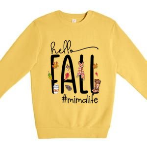 Hello Fall Mima Life Cute Halloween Autumn Grandma Gift Premium Crewneck Sweatshirt