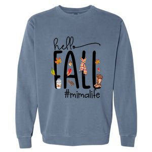 Hello Fall Mima Life Cute Halloween Autumn Grandma Gift Garment-Dyed Sweatshirt