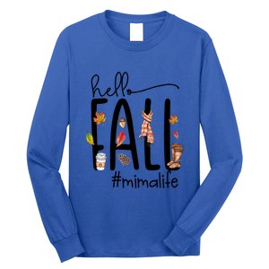 Hello Fall Mima Life Cute Halloween Autumn Grandma Gift Long Sleeve Shirt