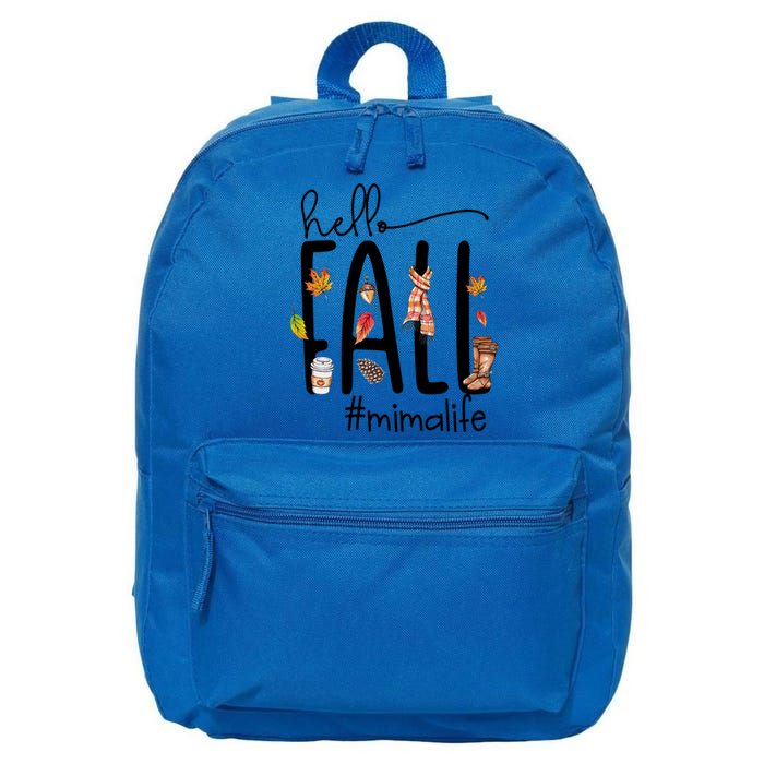 Hello Fall Mima Life Cute Halloween Autumn Grandma Gift 16 in Basic Backpack