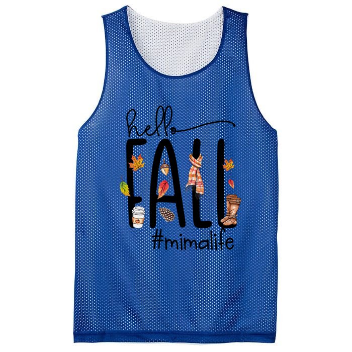 Hello Fall Mima Life Cute Halloween Autumn Grandma Gift Mesh Reversible Basketball Jersey Tank