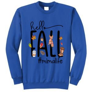 Hello Fall Mima Life Cute Halloween Autumn Grandma Gift Tall Sweatshirt