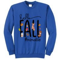 Hello Fall Mima Life Cute Halloween Autumn Grandma Gift Tall Sweatshirt