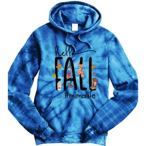 Hello Fall Mima Life Cute Halloween Autumn Grandma Gift Tie Dye Hoodie