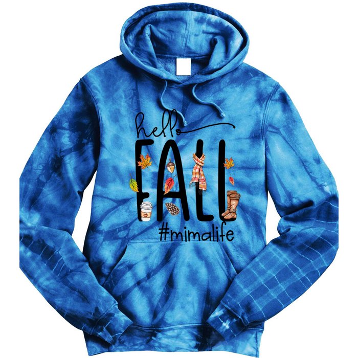 Hello Fall Mima Life Cute Halloween Autumn Grandma Gift Tie Dye Hoodie