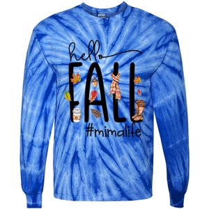 Hello Fall Mima Life Cute Halloween Autumn Grandma Gift Tie-Dye Long Sleeve Shirt