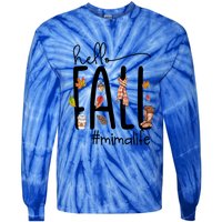 Hello Fall Mima Life Cute Halloween Autumn Grandma Gift Tie-Dye Long Sleeve Shirt