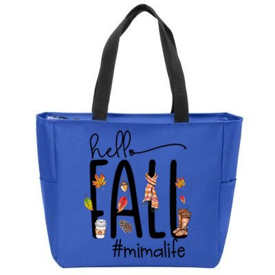 Hello Fall Mima Life Cute Halloween Autumn Grandma Gift Zip Tote Bag