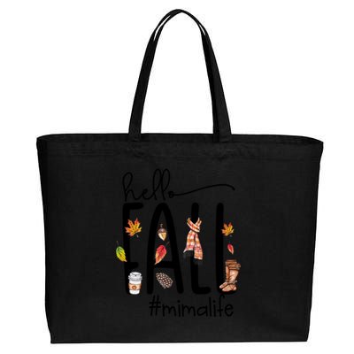 Hello Fall Mima Life Cute Halloween Autumn Grandma Gift Cotton Canvas Jumbo Tote