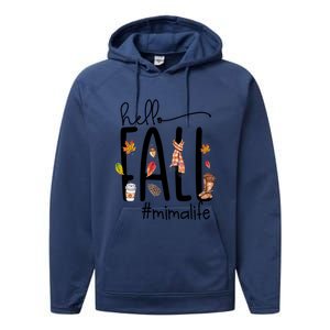 Hello Fall Mima Life Cute Halloween Autumn Grandma Gift Performance Fleece Hoodie